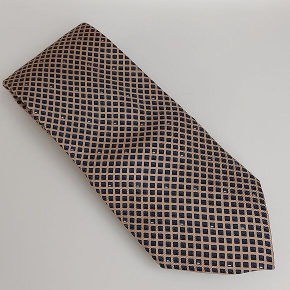 Leo Chevalier Canada Geometric Print All Silk Tie Approx 56" Long - Picture 1 of 7